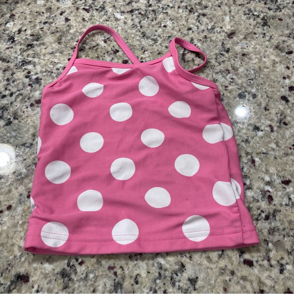 Pink polka dot swim top Simple Joys by carters 2T GUC with a tiny spot of wear